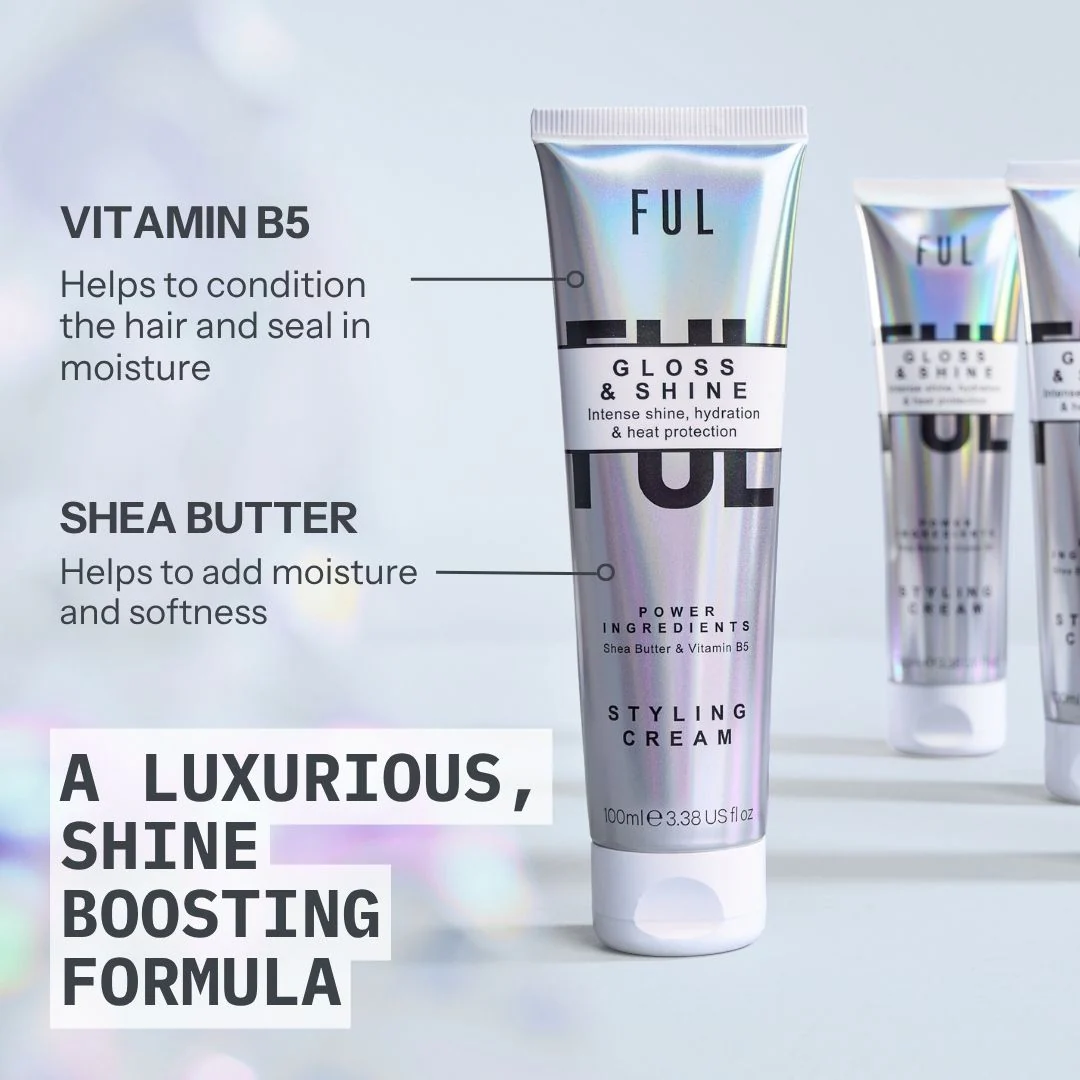 FUL Gloss and Shine Styling Cream 100ml – Lightweight Anti-Frizz, Heat Protection, Hydration & Radiant Shine - Image 3