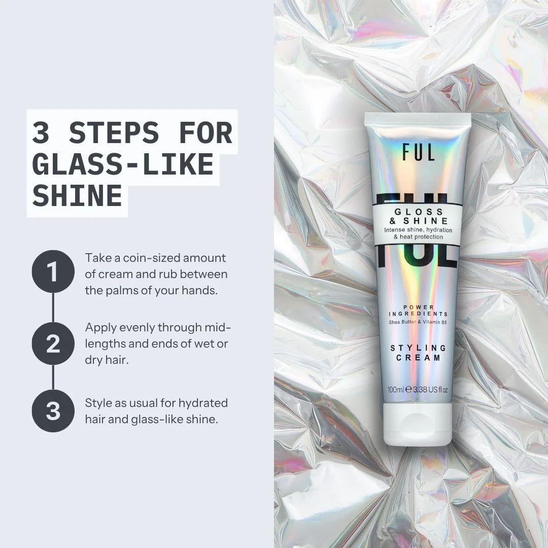 FUL Gloss and Shine Styling Cream 100ml – Lightweight Anti-Frizz, Heat Protection, Hydration & Radiant Shine - Image 4